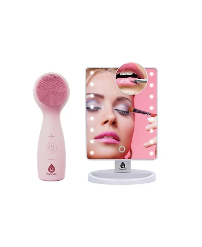 Pursonic Dimmable Led Vanity Mirror and 3-in-1 Facial Cleansing Device Led Light