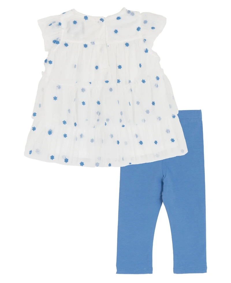 Rare Editions Baby Girls' Flutter Sleeve Top and Leggings, 2-Piece Set