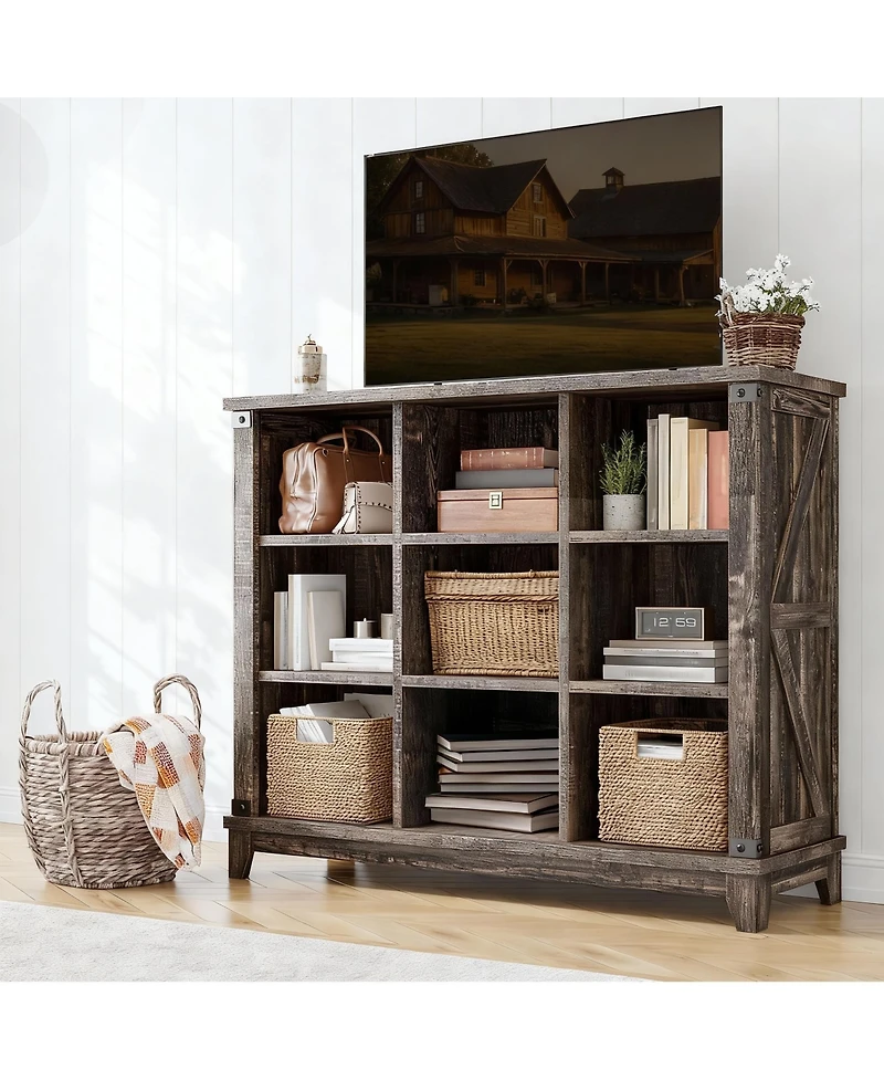 Yigii 9 Cube Storage Organizer - Farmhouse Modern Design for Home Office,Easy Assembly