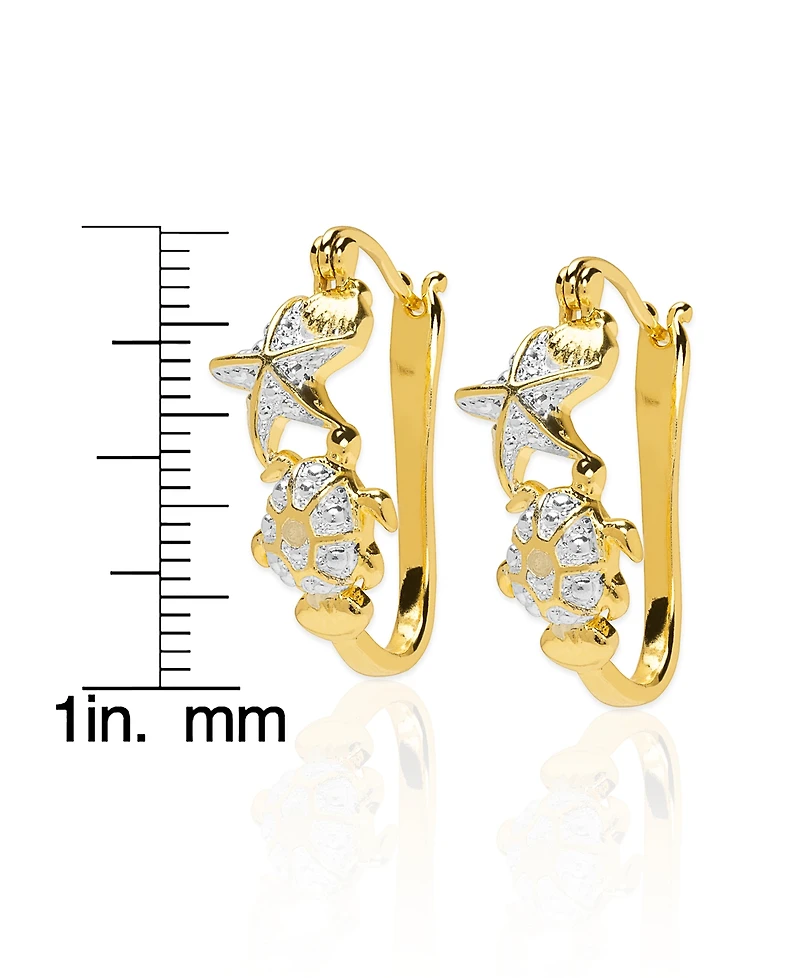 Macy's Diamond Accent 0.01 ct. t. w. Sealife Hoop Earrings