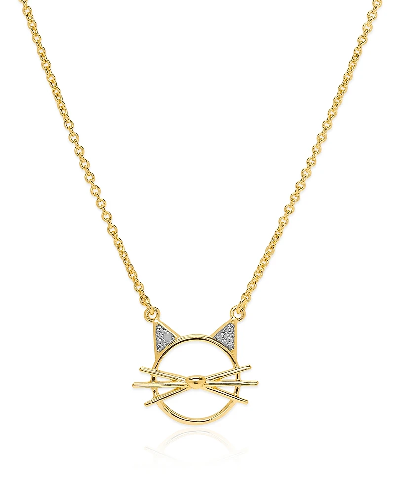 Macy's Diamond Accent 0.005 ct. t. w. Cat Face Pendant, 18'' Necklace