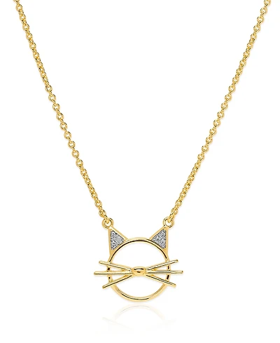 Macy's Diamond Accent 0.005 ct. t. w. Cat Face Pendant, 18'' Necklace