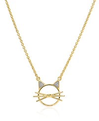 Macy's Diamond Accent 0.005 ct. t. w. Cat Face Pendant, 18'' Necklace