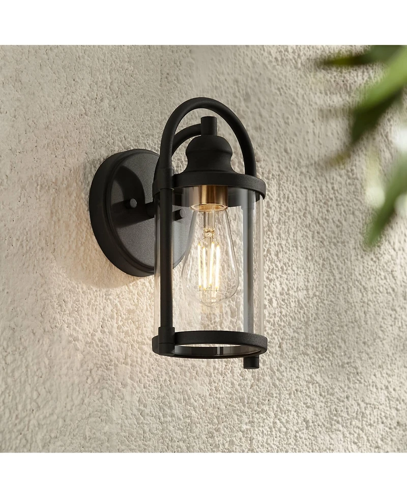 John Timberland Avani Rustic Outdoor Wall Light Fixture Black Metal 10 1/4" Clear Glass Panels for Post Exterior Barn Deck House Porch Yard Patio Home