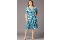 Kiyonna Plus Gabriella Ruched Sleeve Midi Dress with Pockets