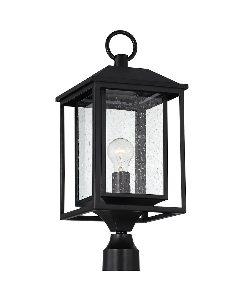 John Timberland Califa 21 3/4" Black and Seeded Glass Pier Mount Light