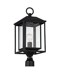 John Timberland Califa 21 3/4" Black and Seeded Glass Pier Mount Light