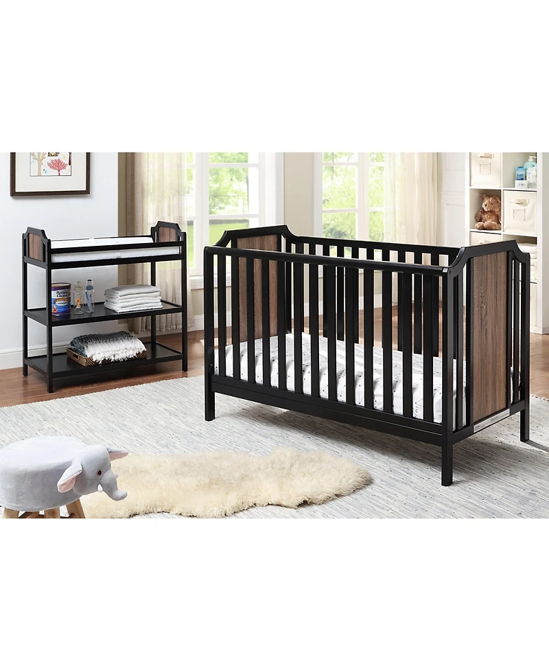 flynama Modern Changing Table Brownstone Finish with Two Shelves and 4 Side Safety Rails for Nursery