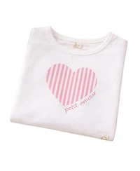 MeMoi Girls "Petit Amour" Heart-Themed Cotton-Rich Short-Sleeve T-Shirt
