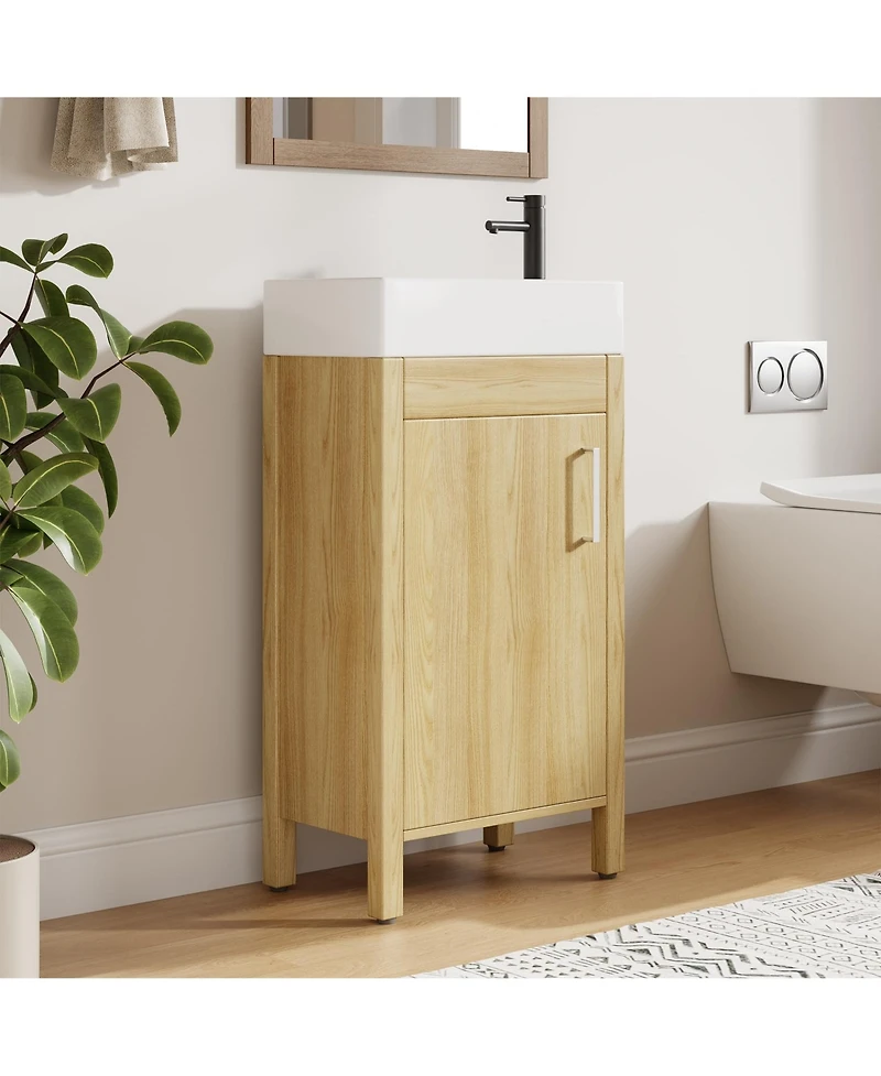 homfan 30" Bathroom Vanity with Sink, Freestanding Bathroom Sink Cabinet with 2 Soft-Closing Doors and Large Storage Drawer, Wood Vanity Cabinet