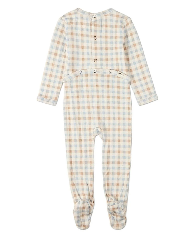 MeMoi Baby Girls Rayon/Cotton Plaid Pointelle Footie