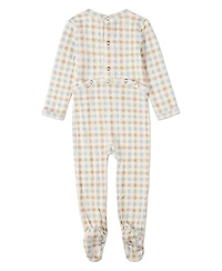 MeMoi Baby Girls Rayon/Cotton Plaid Pointelle Footie