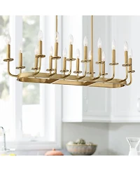 Stiffel Soft Gold Linear Pendant Chandelier 38 3/4" Wide Modern Open Frame 16-Light Fixture for Kitchen Island Dining Room House