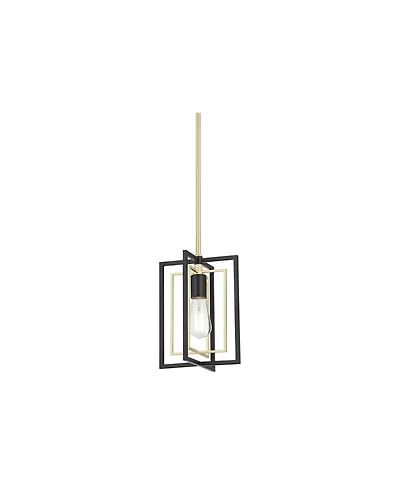 Possini Euro Design Nima Black Gold Mini Pendant Light 8" Wide Modern Open Rectangle Metal Fixture for Dining Room Kitchen Island
