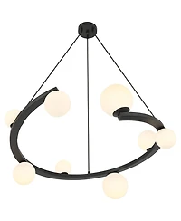 Possini Euro Design Possini Euro Kaliyah 35 1/2"W Matte Black and Glass 8-Light Chandelier