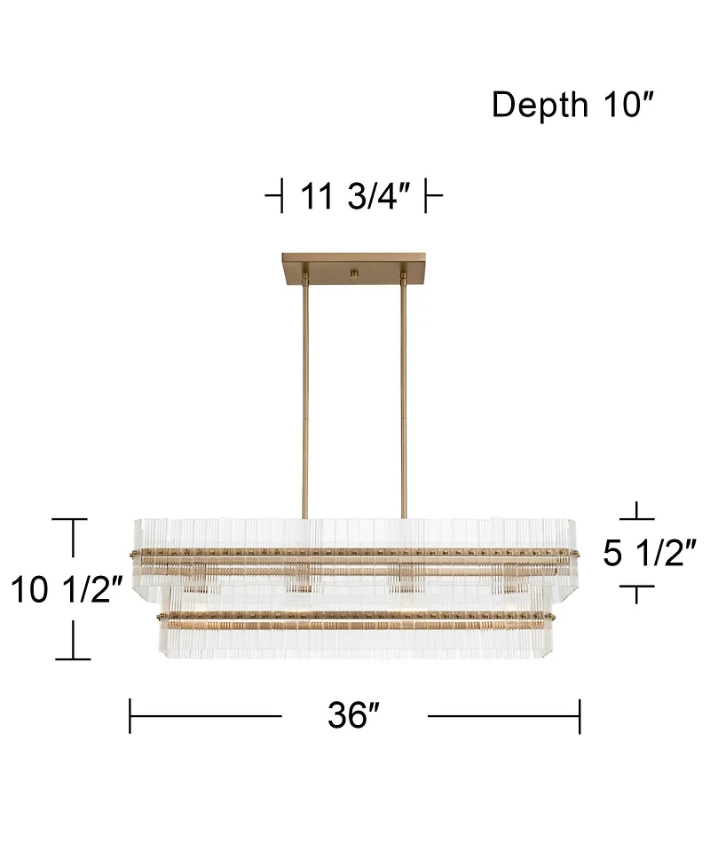 Possini Euro Design Possini Euro Emerson 36"W Matte Brass 4-Light Linear Island Pendant