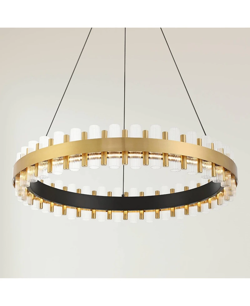 Possini Euro Design Possini Euro Messina 28" Wide Gold and Matte Black Led Ring Chandelier