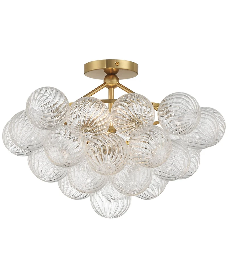 Possini Euro Design Possini Euro Albaro 18 1/2"W Soft Gold and Glass 2-Light Ceiling Light