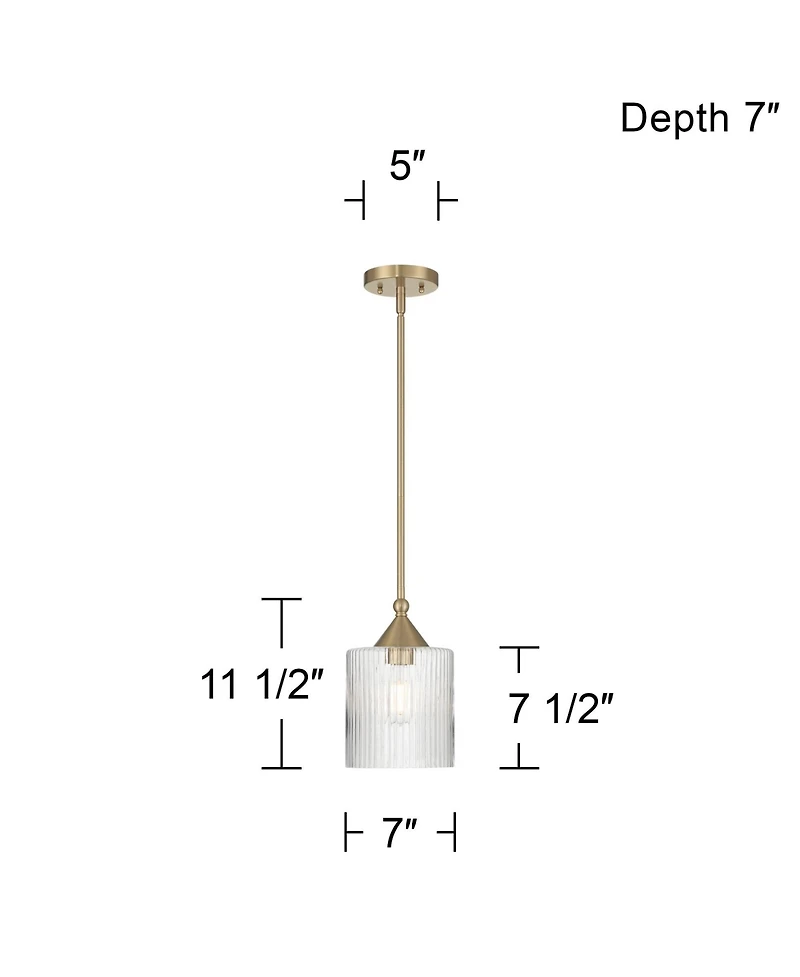 Possini Euro Design Possini Euro Krakow 7"W Satin Brass Fluted Glass Mini Pendant Light