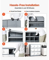 Gouun 9 Doors Metal Locker, Lockable Steel Storage Cabinet, 66 lbs Loading Capacity, 2 Keys for Each Door, 3 Tiers Employee Lockers for Office, School