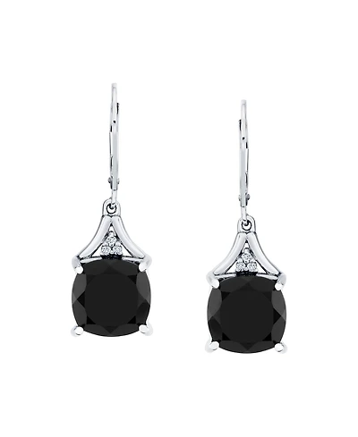 Macy's Onyx (8 ct. t.w.) and Diamond Accent Drop Earrings in Sterling Silver