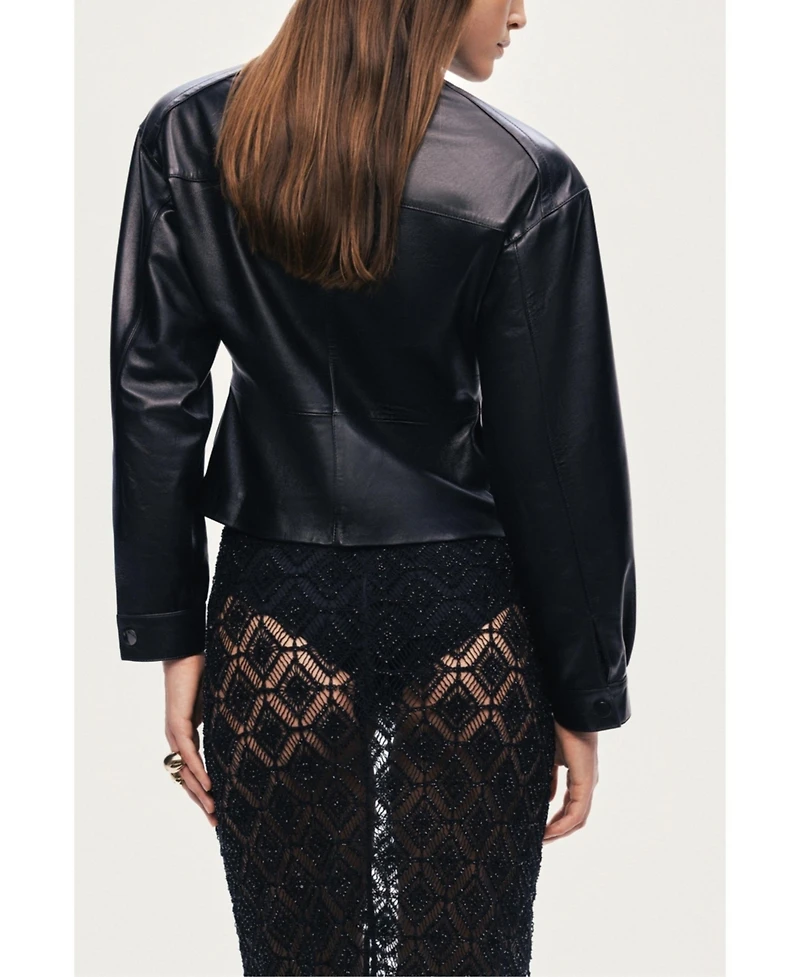 Nocturne Women's Zip-Front Fitted Leather Jacket