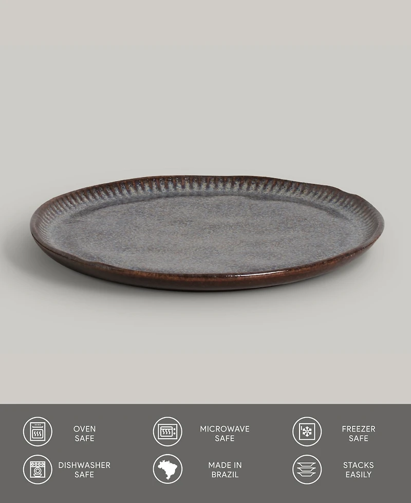 Porto Brasil Stoneware Linhas Dessert Plates, Set of 6