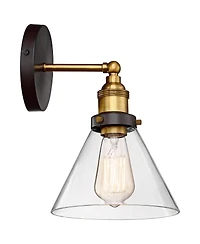 360 Lighting Burke Industrial Modern Wall Light Sconces Set of 2 Hardwire Led Clear Glass for Bedroom Bathroom Home