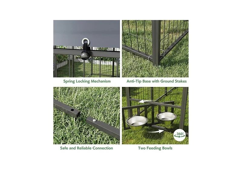 Aecojoy Heavy Duty Outdoor Dog Kennel, 6x6 Steel Chain Link Fence with Roof