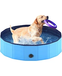 Aronkl Foldable Dog Pool Collapsible Hard Plastic Portable Bath Tub For Pets Dogs Cats Wading Indoor Outdoor