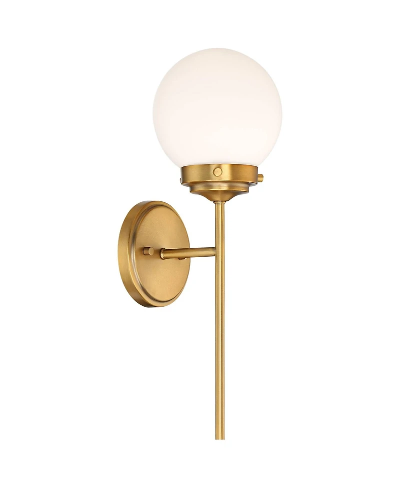 360 Lighting Ayva Modern Wall Light Sconces Set of 2 Shining Brass Hardwire Fixture Glass Globe Shade for Bedroom Bathroom Vanity Reading