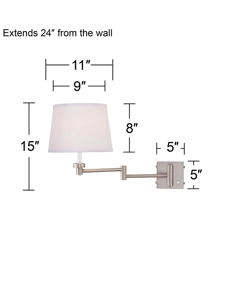 360 Lighting Vero Modern Swing Arm Wall Lamps Set of 2 Brushed Nickel Plug-in Light Fixture with Usb Charging Port for Bedroom Bedside