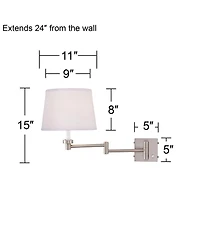 360 Lighting Vero Modern Swing Arm Wall Lamps Set of 2 Brushed Nickel Plug-in Light Fixture with Usb Charging Port for Bedroom Bedside