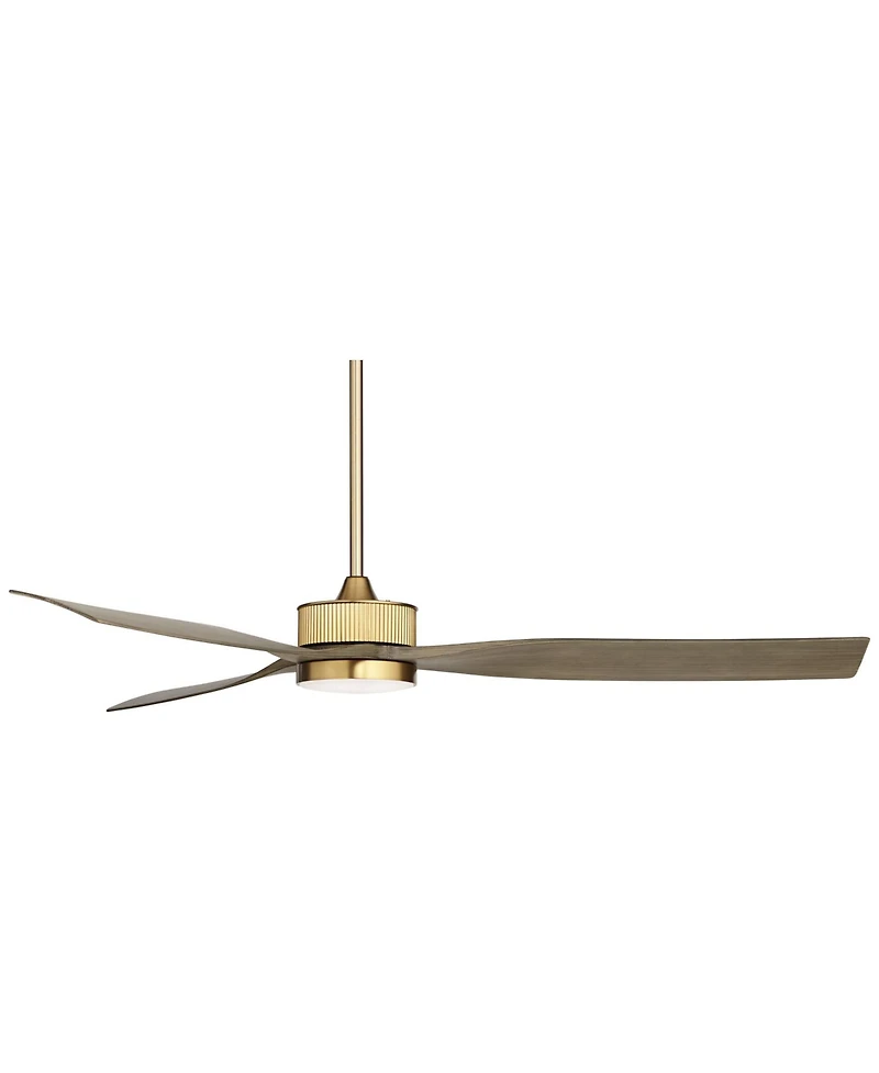 Casa Vieja 60" Montage Soft Brass Led Damp Rated Fan with 36" Rod