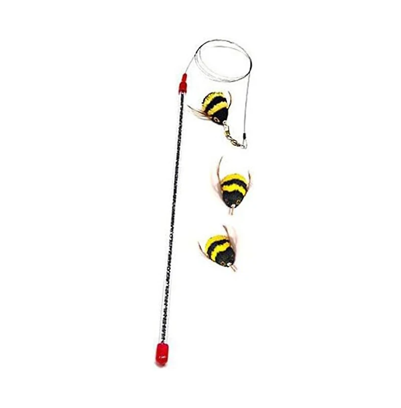 Aronkl Da Bee Teaser Wand Two Extra Attachments Flexible Wire Interactive Cat Toy Value Pack