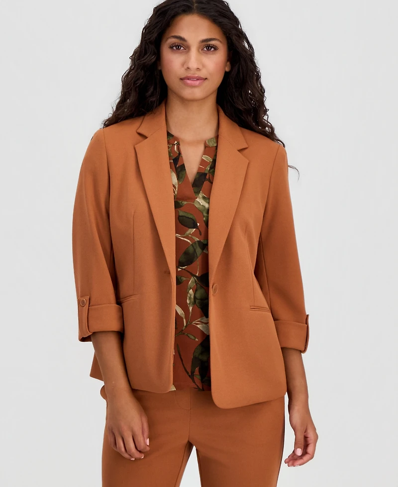 Ak Anne Klein Petite 3/4-Sleeve One-Button Blazer