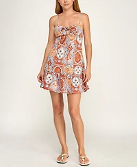 Beauty & Grace Juniors' Halter Tie Babydoll Dress