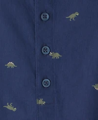 Carter's Baby Boys' Linen-Blend Short-Sleeve Romper