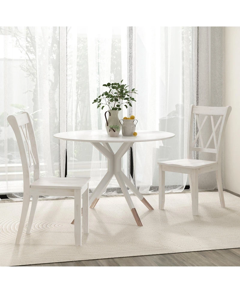 Gouun Farmhouse Wooden Dining Chairs Set of 2, Rubber Wood, 300 lb Capacity Each, 20x23.5x39 in