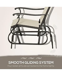 Outsunny 3pc Outdoor Gliding Chairs with Tea Table Set