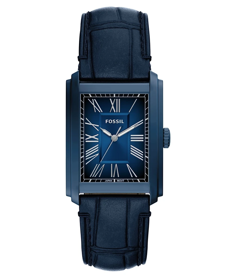 Fossil Men's Carraway Three-Hand Navy Croco Leather Watch, 30mm