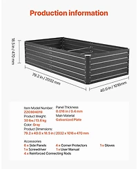 Gouun Large Galvalume Raised Garden Bed, 6.7 x 3 x 1.5 ft Metal Planter Box with Rolled Edges