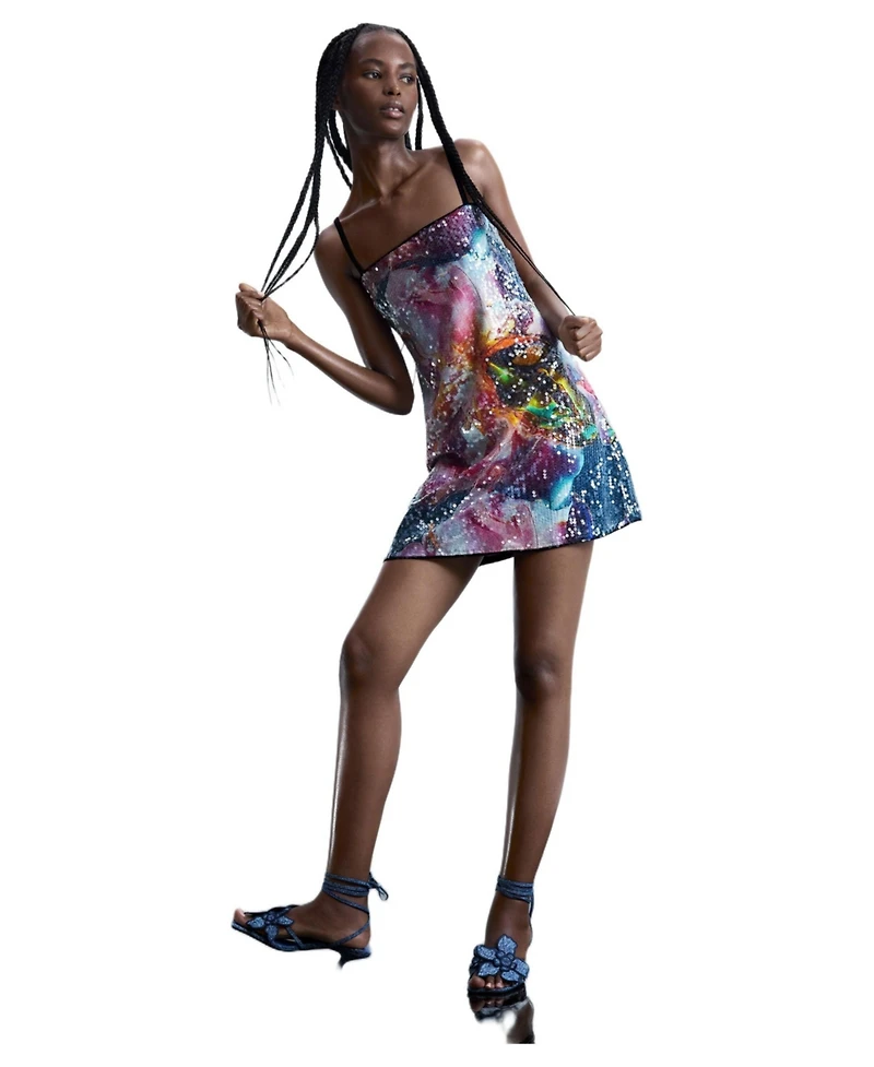 Desigual Women's Sequin flower dress