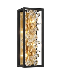 Possini Euro Design Carrine Modern Wall Light Sconce Sand Hardwire -Light Fixture Crystal Flower for Living Room