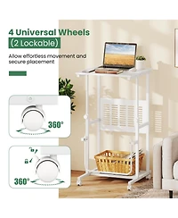 Gouun Height Adjustable Mobile Computer Desk, 27-38.5 in