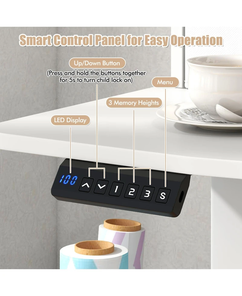 Gouun Electric Standing Desk 48 x 24 in with 2 Drawers