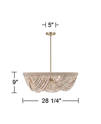 Possini Euro Design Darcy Natural Wood 6-Light Chandelier