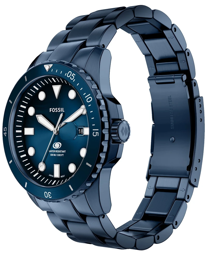 Fossil Men's Fossil Blue Dive Three-Hand Navy Stainless Steel Watch, 42mm