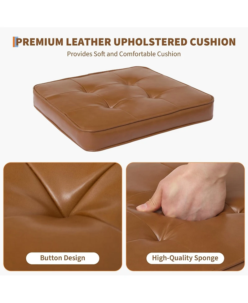 gaomon Set of 6 Rattan Upholstered Seat Modern Boho Dining Chairs with Solid Wood Legs