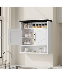 homfan Bathroom Wall Cabinet - Medicine Cabinet with Barn Doors and Adjustable Shelf - Wall Cabinet for Bathroom, Kitchen, Laundry Room